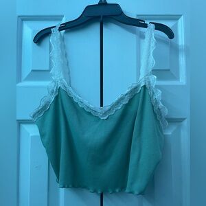 Teal lace tank top